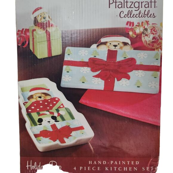 Pfaltzgraff Collectibles Holiday Pup kitchen set NIB - Picture 1 of 3
